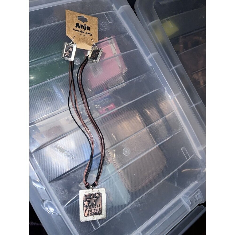 Anju Handcrafted Earring & Necklace Set Reach for the Stars Dangle & Pendant NWT